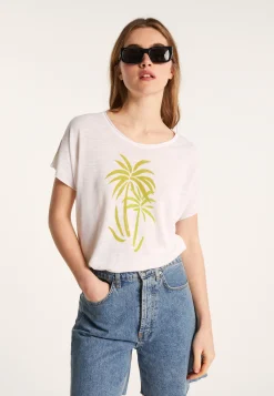 Montagut Slub linen patterned T-shirt - Larissa