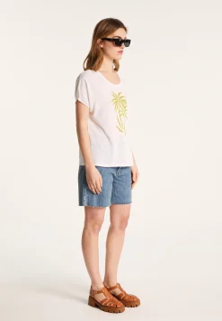 Montagut Slub linen patterned T-shirt - Larissa