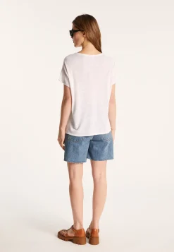 Montagut Slub linen patterned T-shirt - Larissa
