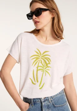 Montagut Slub linen patterned T-shirt - Larissa