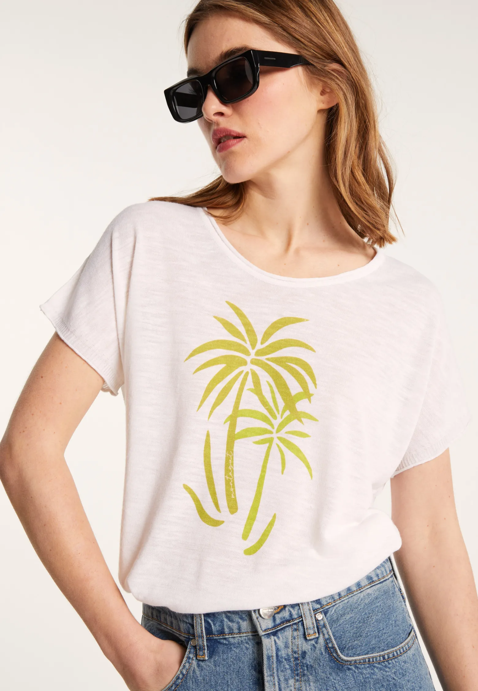 Montagut Slub linen patterned T-shirt - Larissa