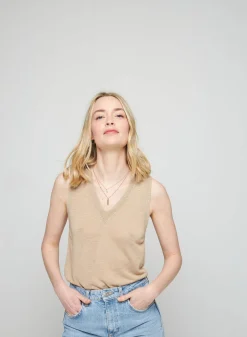 Montagut Slub linen tank top - Tahiti