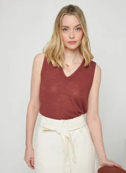 Montagut Slub linen tank top - Tahiti