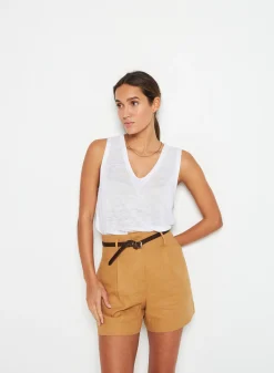 Montagut Slub linen tank top - Tahiti