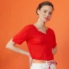 Montagut Slub linen t-shirt with Tunisian collar - Boheme