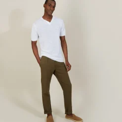 Montagut Slub linen t-shirt with Tunisian collar - Barakae