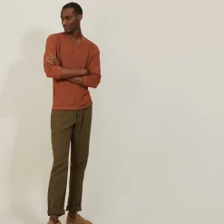 Montagut Slub linen T-shirt with Tunisian collar - Blayne