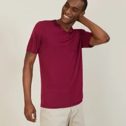 Montagut Slub linen t-shirt with Tunisian collar - Barakae