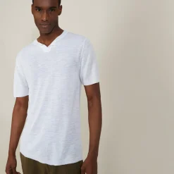 Montagut Slub linen t-shirt with Tunisian collar - Barakae