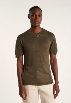 Montagut Slub linen t-shirt with Tunisian collar - Barakae