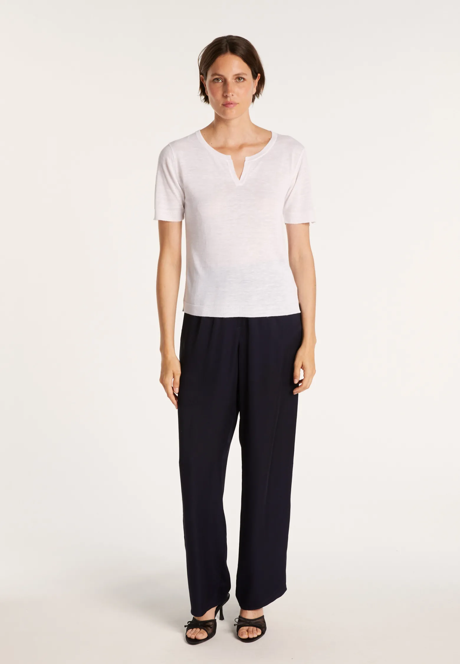 Montagut Slub linen t-shirt with Tunisian collar - Boheme
