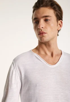 Montagut Slub linen T-shirt with Tunisian collar - Blayne
