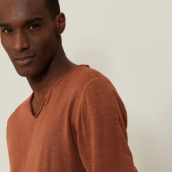Montagut Slub linen T-shirt with Tunisian collar - Blayne