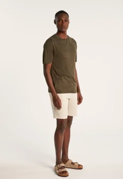 Montagut Slub linen t-shirt with Tunisian collar - Barakae