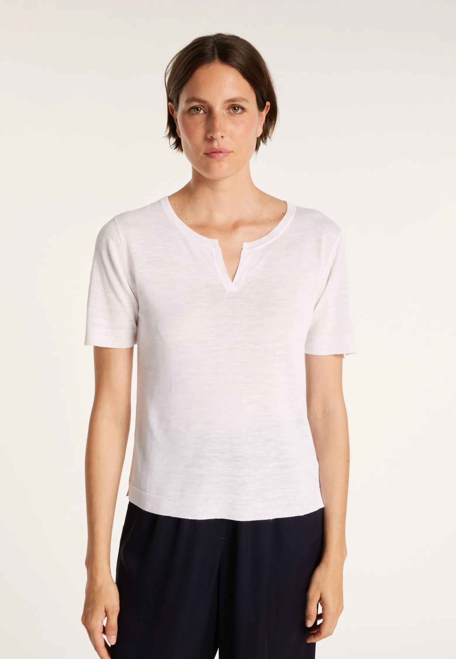 Montagut Slub linen t-shirt with Tunisian collar - Boheme