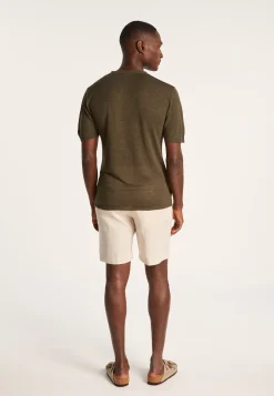 Montagut Slub linen t-shirt with Tunisian collar - Barakae