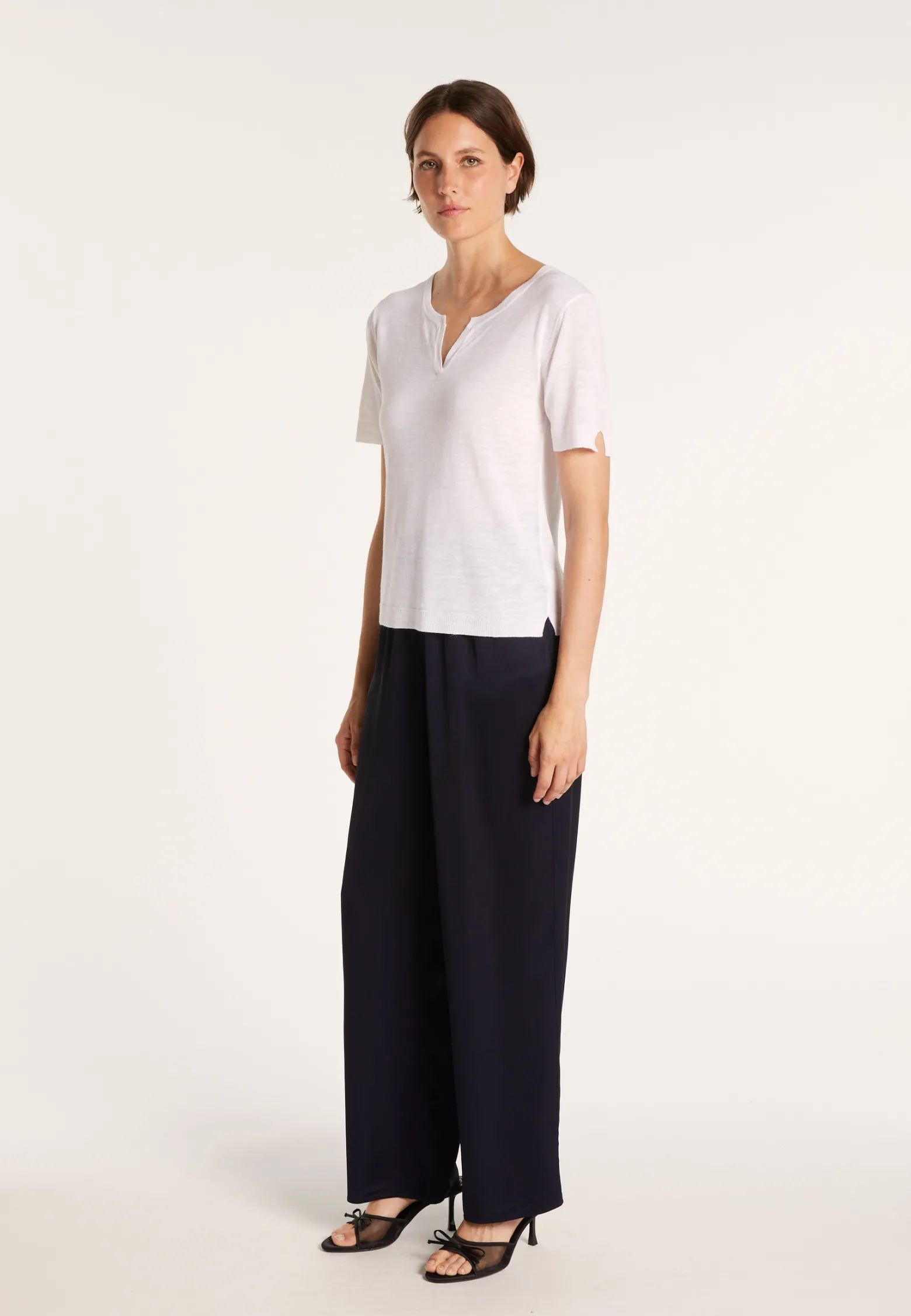 Montagut Slub linen t-shirt with Tunisian collar - Boheme