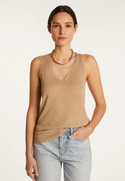 Montagut Slub linen V-neck tank top - Lalita