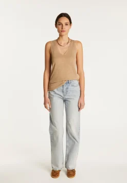 Montagut Slub linen V-neck tank top - Lalita