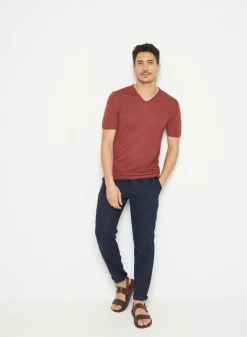 Montagut Slub linen V-neck T-shirt - Reuben
