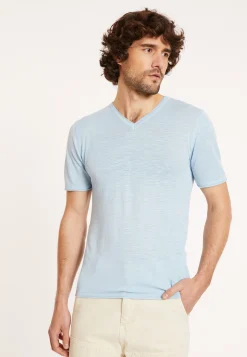 Montagut Slub linen V-neck T-shirt - Reuben