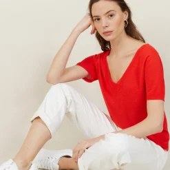 Montagut Slub linen V-neck T-shirt - Bountie