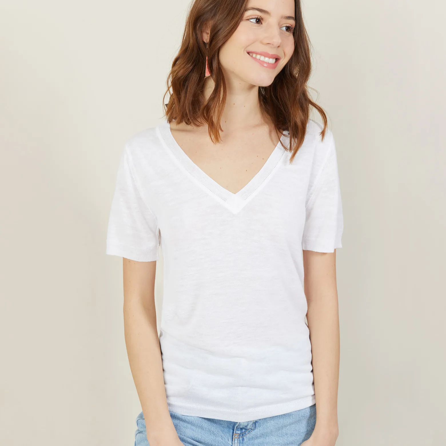Montagut Slub linen V-neck T-shirt - Bountie