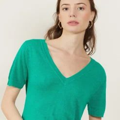 Montagut Slub linen V-neck T-shirt - Bountie