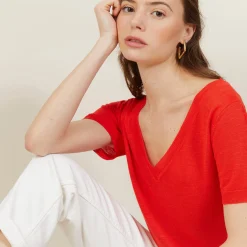 Montagut Slub linen V-neck T-shirt - Bountie