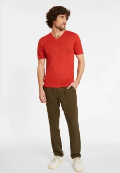 Montagut Slub linen V-neck T-shirt - Reuben