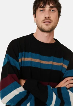 Montagut Striped round-neck cashmere-blend sweater - Fael