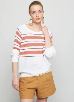 Montagut Striped slub linen loose sweater - Tael