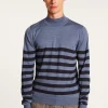 Montagut Striped wool sweater with high neck collar - Lazaar