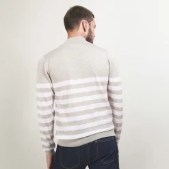 Montagut Striped wool sweater with high neck collar - Lazaar