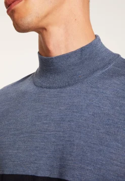 Montagut Striped wool sweater with high neck collar - Lazaar