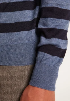 Montagut Striped wool sweater with high neck collar - Lazaar