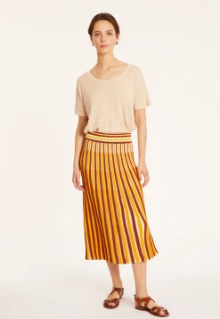 Montagut Three-colored pleated skirt in cotton - Merveille