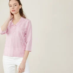 Montagut Tie-neck polo shirt in Fil Lumière - Amara