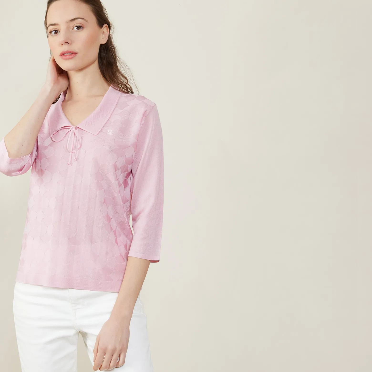 Montagut Tie-neck polo shirt in Fil Lumière - Amara