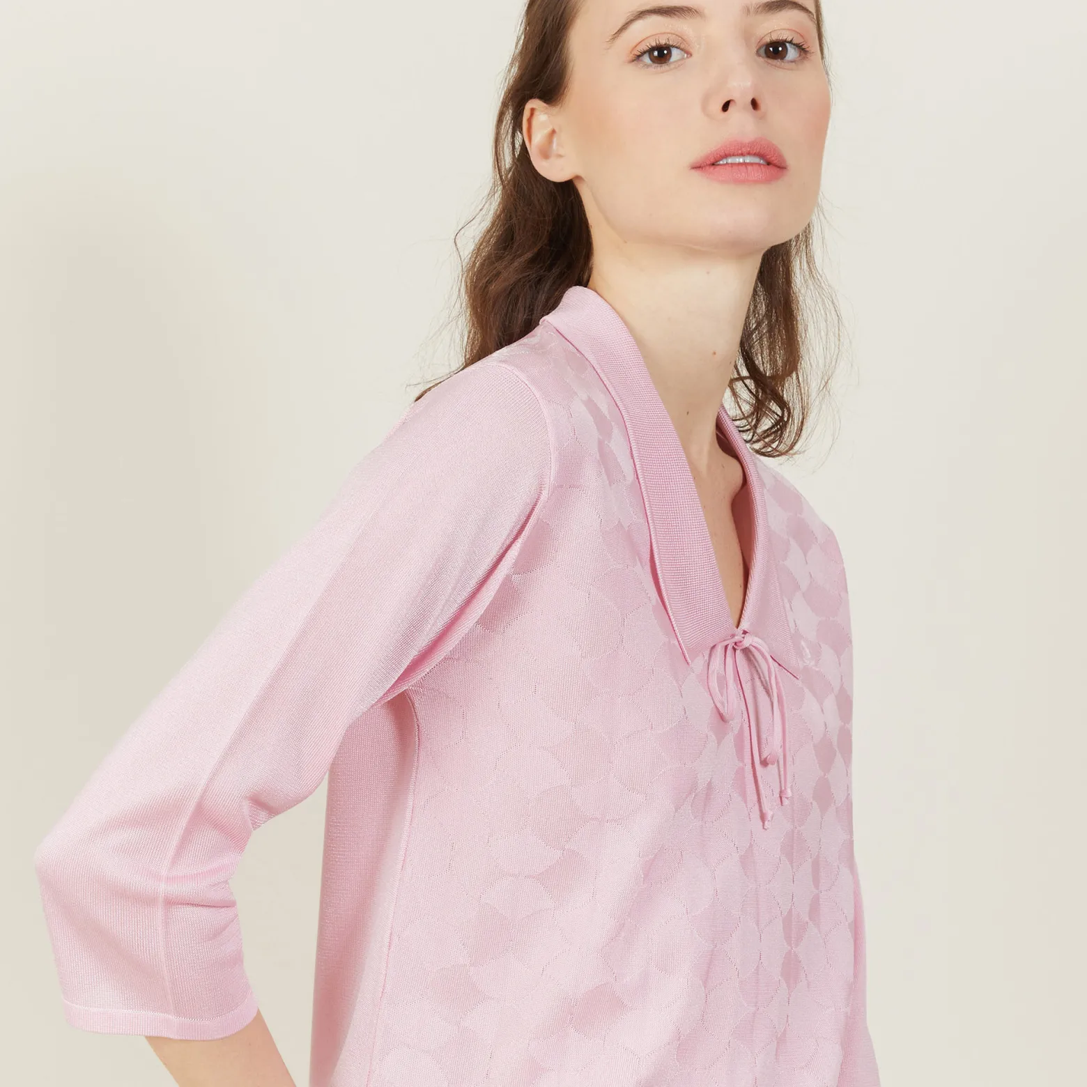 Montagut Tie-neck polo shirt in Fil Lumière - Amara