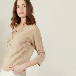 Montagut Tie-neck polo shirt in Fil Lumière - Amara