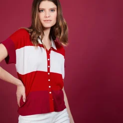 Montagut Tricolor natural silk blouse - Alyzée