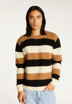Montagut Tricolor striped round-neck mohair sweater - Fox