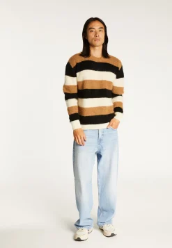 Montagut Tricolor striped round-neck mohair sweater - Fox