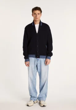 Montagut Two-tone buttoned wool cardigan - Loveo