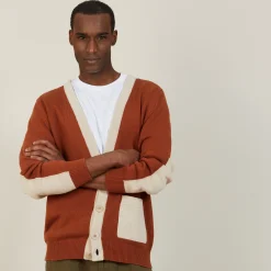 Montagut Two-tone cardigan in large cotton - Pierra