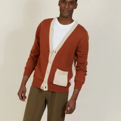 Montagut Two-tone cardigan in large cotton - Pierra