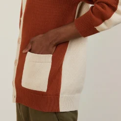 Montagut Two-tone cardigan in large cotton - Pierra