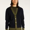 Montagut Two-tone merino wool cardigan - Silence