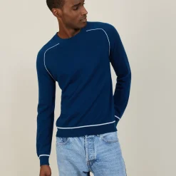 Montagut Two-tone round neck sweater in light cashmere - Percy